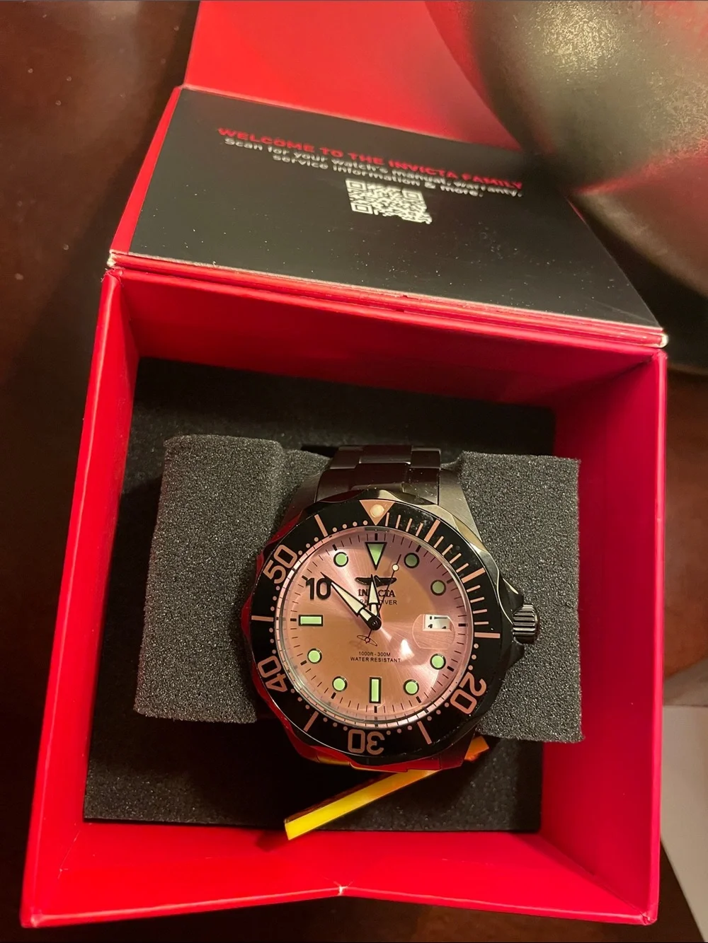 Invicta Men's Watch with Pink Dial and Black Case
